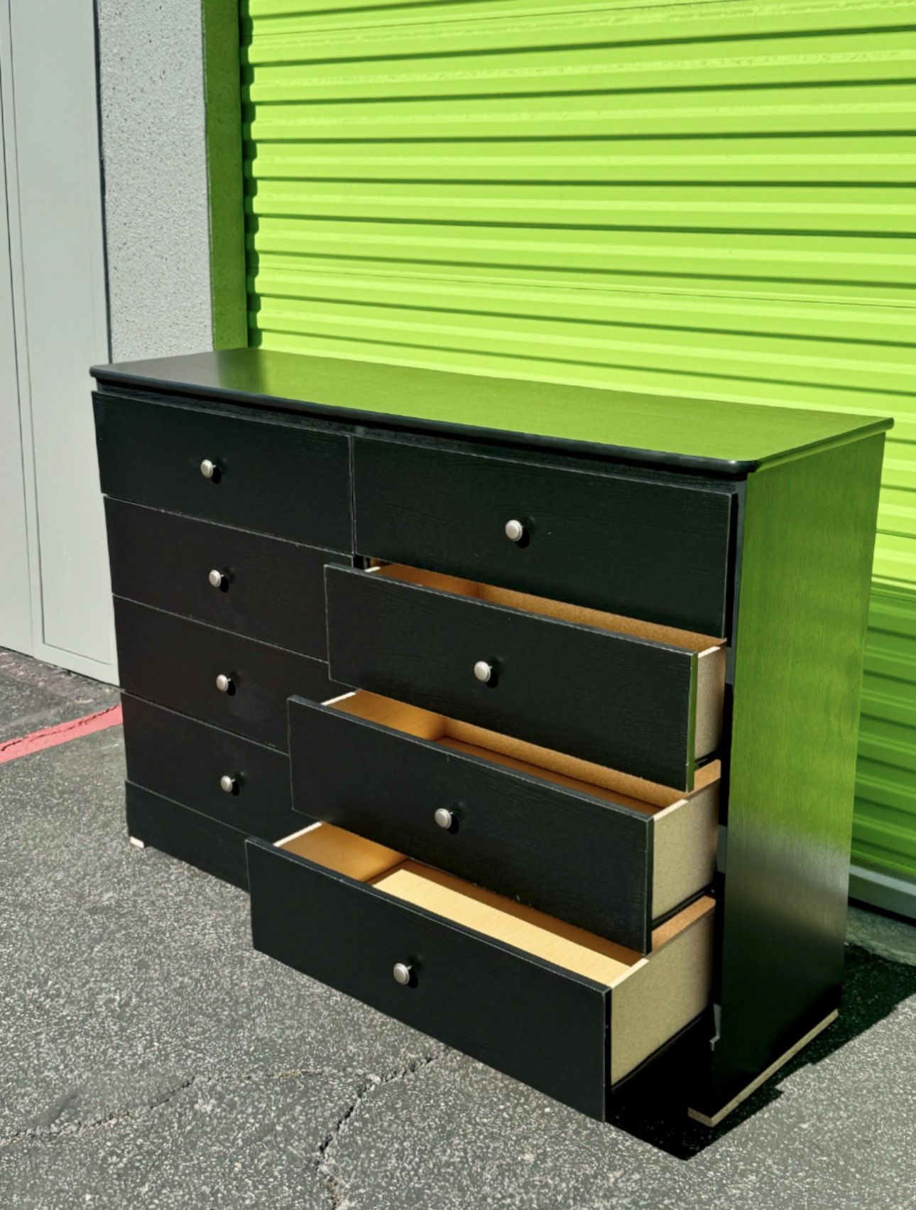 black dresser with silver knobs Tahanbath 6-Drawer Dresser with 3-Drawer Chest, Metal Pulls, for Living, Bed, Hallways. Black 47.6 in. L x 15.7 in. W x 28.9 in. H Z-W1668P162670