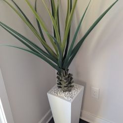 Nearly Natural 5ft Agave Artificial Plant in White Planter