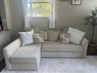 IKEA FRIHETEN Beige L-Shaped Sectional Sleeper Sofa bed