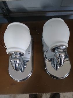 Chrome Wall Sconces with Frosted Globe Shades – Set of 2