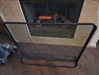West Elm MCM Black Metal Mesh Fireplace Screen