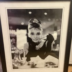 Black and White Middle size Frame Audrey Hepburn 
