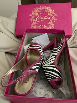 Candies Zebra and Pink heels 8