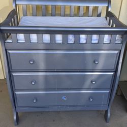 Grey Changing Table And Dresser with Changing Pad