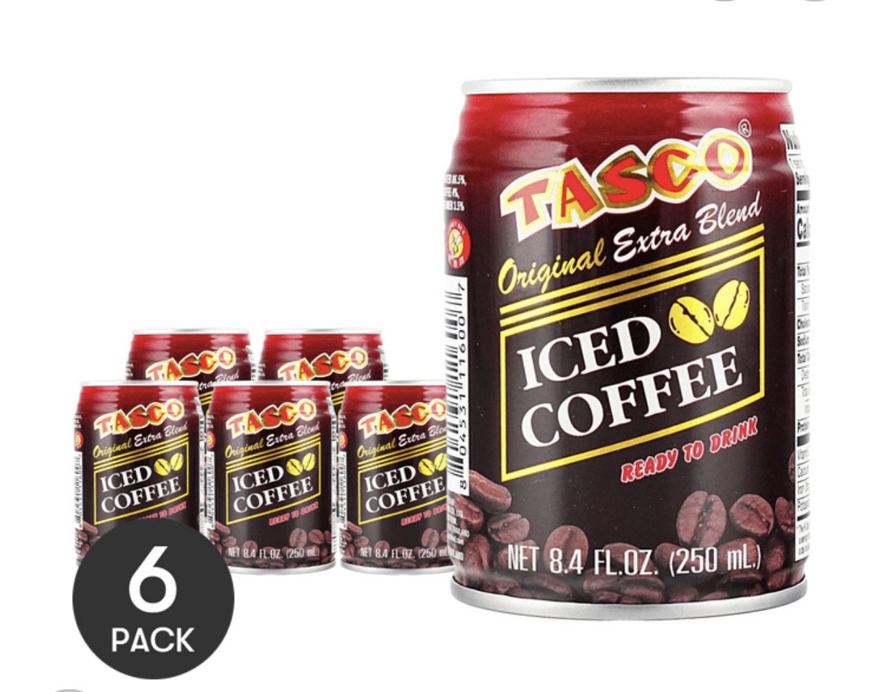 Iced Coffee Pack Of 6 Cans Drink 8.4oz 250ml Each Ready To Drink Instant Coffee
