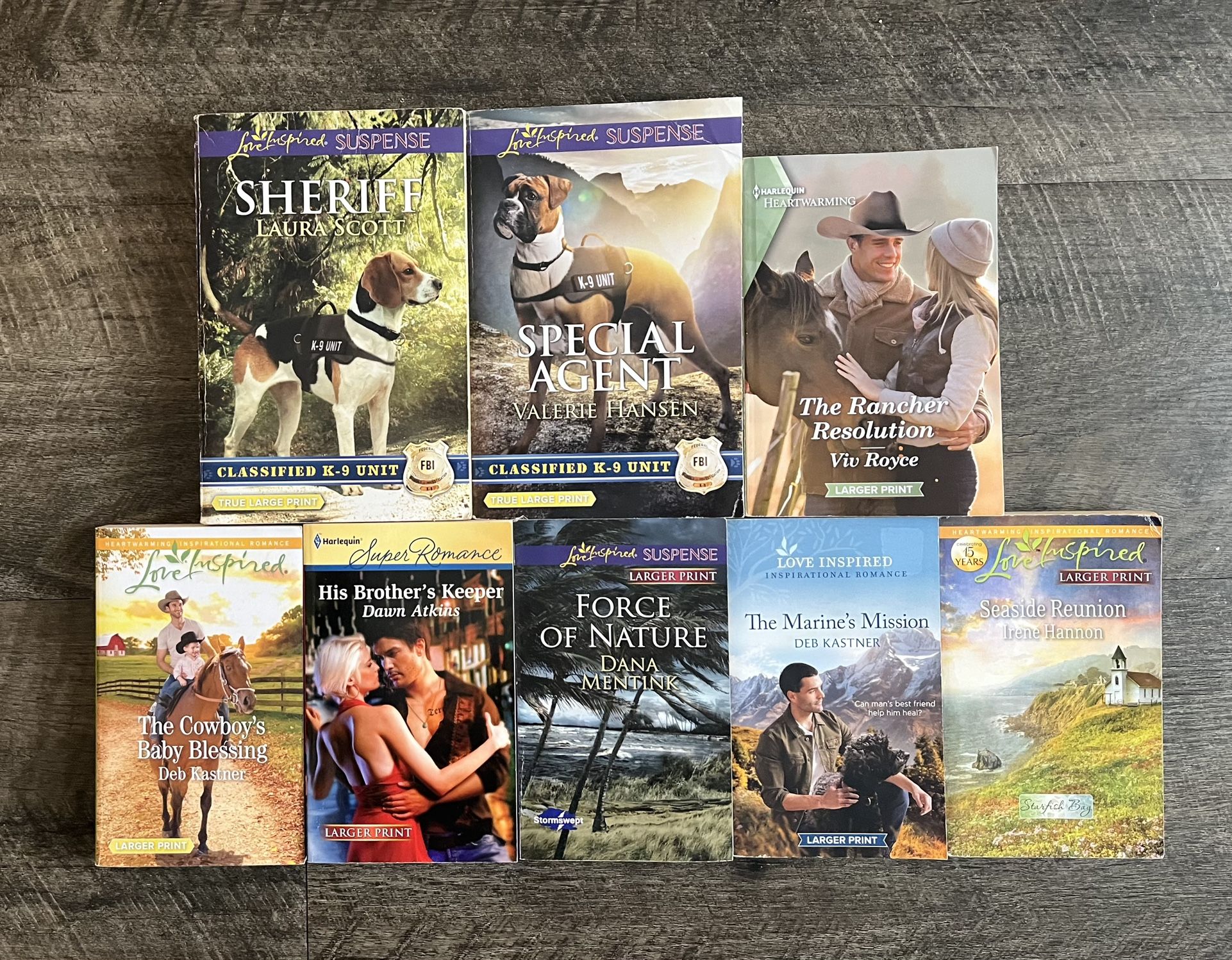 Large Print, LOVE INSPIRED Suspense+Romance Books (Lot of 8)