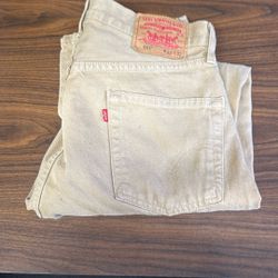 Levi 501 Beige Button Fly Jeans