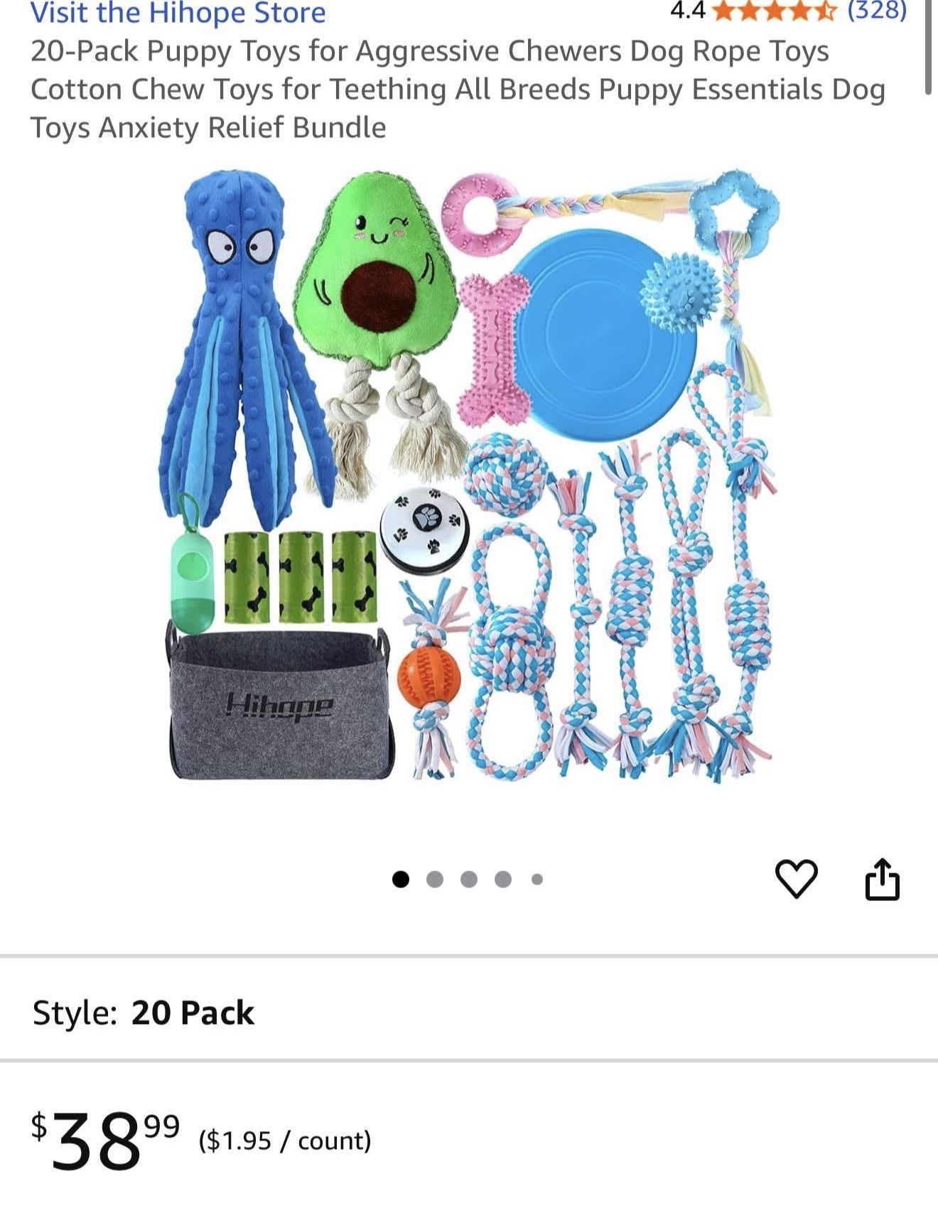20-Pack Dog Toys for Aggressive Chewers 🐶🦴