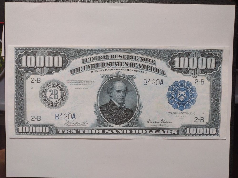 FOR SOUVENIRS COLLECTION & DESIGN**HIGH PAPER COLLOR PRINT FEDERAL RESERVE NOTE"$10,000**27x11.8CM**TWO (2) PIECE OF PAPER**
