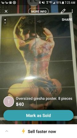 Oversized geisha tattoo panel poster