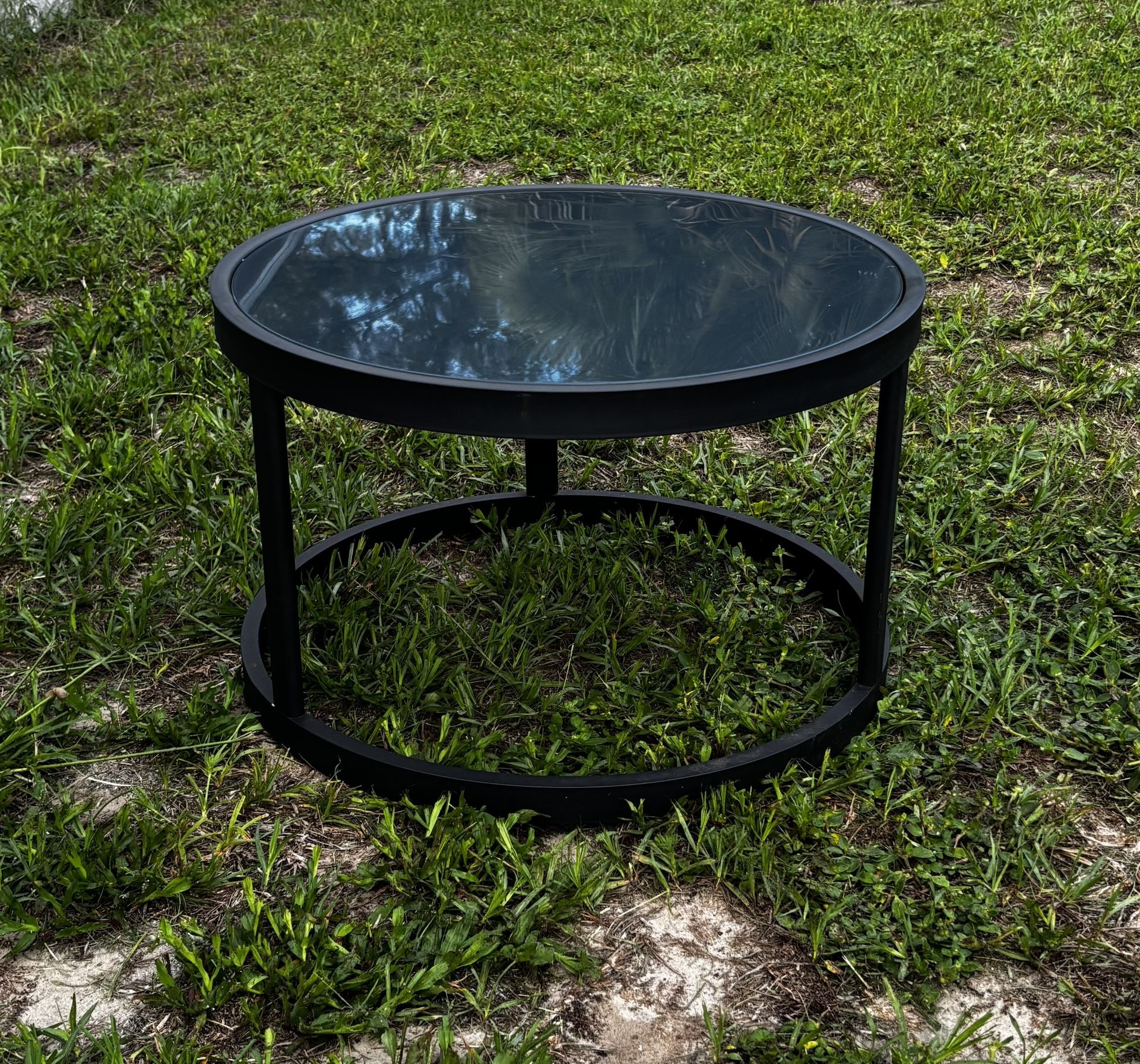 Metal Glass Top Coffee Table