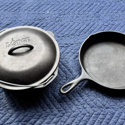 Classic Lodge Cast Iron Dutch Oven and Skillet Set.