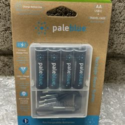 Pale Blue AA USB-C Rechargeable Batteries 4 Pack