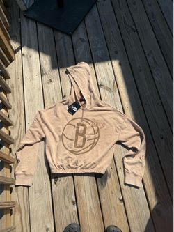 New Era Brooklyn Nets Cropped Hoodie Beige Y2K Athleisure Small