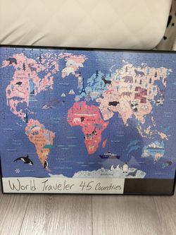 World Puzzle Frame Hard Glass