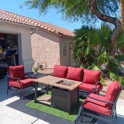 Patio Set Fire Pit And Furniture Set With Cushions 
