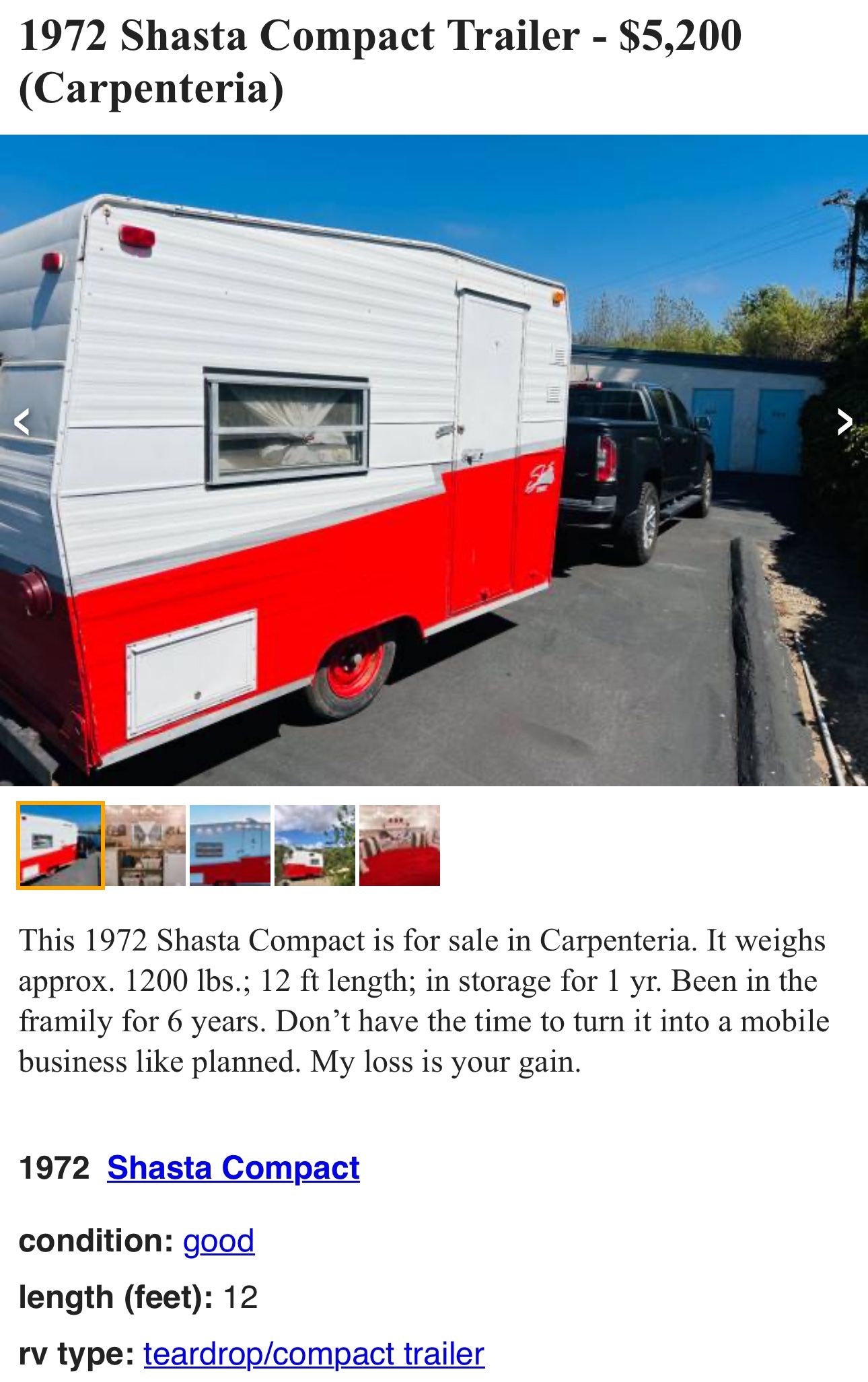 1972 Shasta Compact - “Ruby”