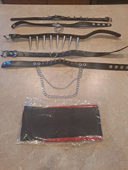 Choker necklaces and blindfold