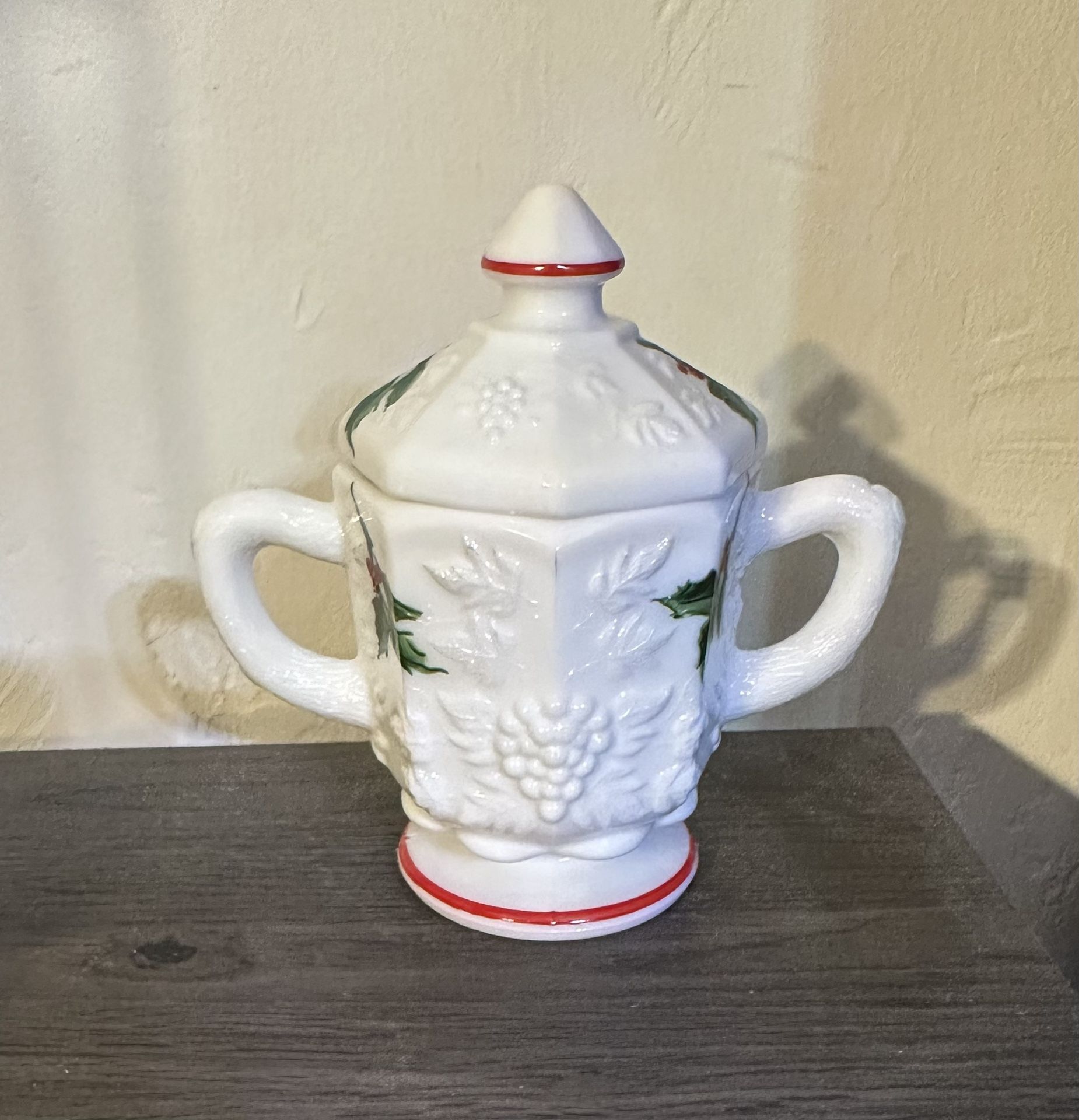 Westmoreland Milk Glass - Hollyberry Sugar