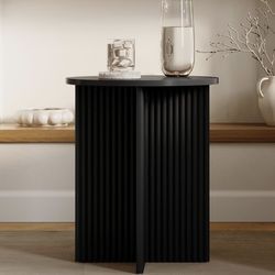 Fluted Accent Small End Table - Pedestal Drink Desk - Modern Home, Bedroom, and Living Room Furniture 