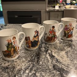 Set Of 10 Norman Rockwell Coffee Cups