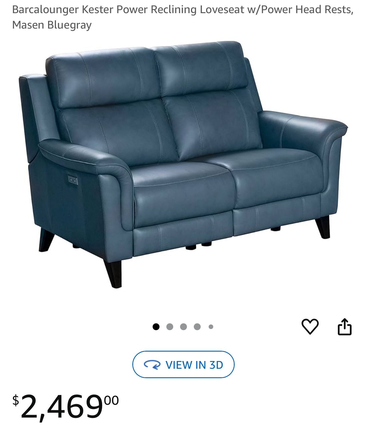 Barcalounger Kester Power Reclining Loveseat w/Power Head Rests, Masen Bluegray
