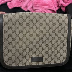 Messenger Gucci  Supreme Monogram Canvas Gucci Bagsssima Leather Ebon, Brown/Beige/Ebony,