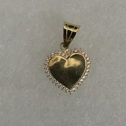 10k Real Gold Heart Pendant Charm 