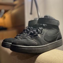 Black Jordan style basketball shoes sort of silky