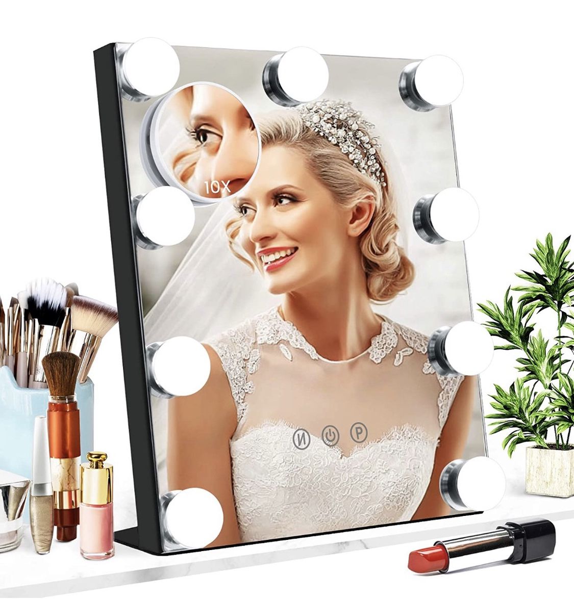 NEW! Vanity Mirror with Lights, Baban Hollywood Makeup Mirror with Dimmable LED with Lights 3 Colors Light Detachable 10X Magnification Touch Control