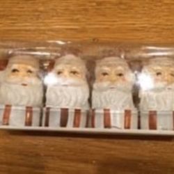 4 Vintage Santa Head Candles
