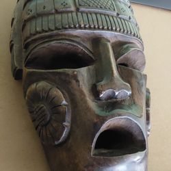 Hand-Carved Myan Wood Mask
