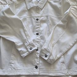 Woman Plus Size White Jean Jacket