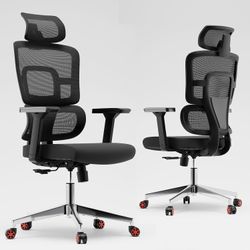 Mesh Desk Office Chair, Ergonomic Executive Chair, Adjustable Headrest Home Computer Desk Chair, Big and Tall with Lumbar Support for Study and Work,
