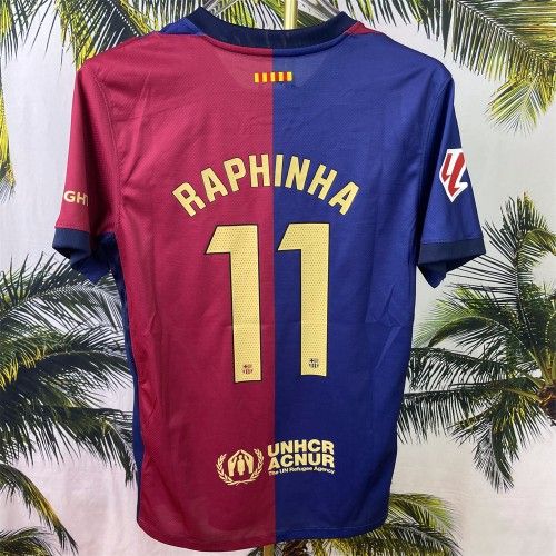 2425 Red Blue Home Raphinha 11 Short SleeveSoccer Jersey
