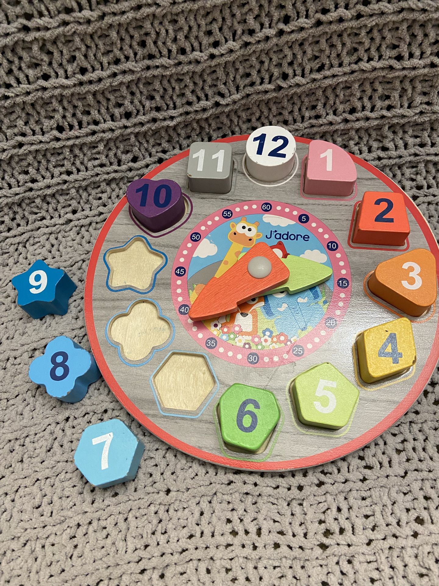 J’adore Wooden Clock Toy
