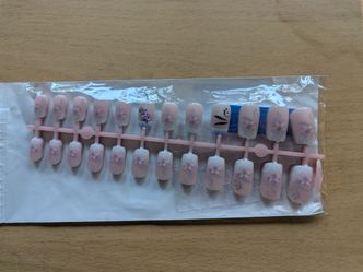 Pink Floral Butterfly False Nails Set