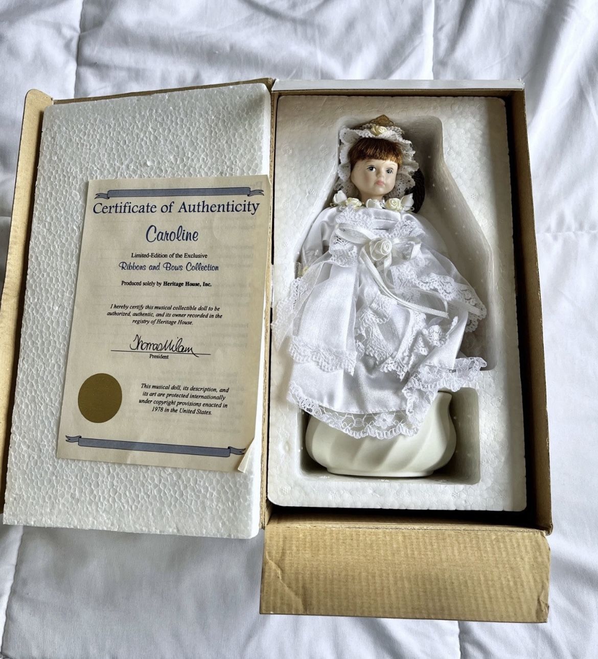 Heritage House Ribbons And Bows Music Porcelain Doll