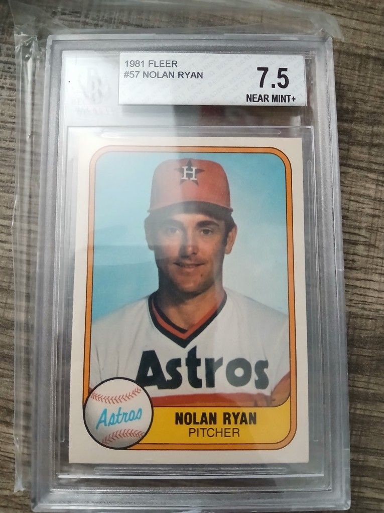 1981 Fleer Nolan Ryan baseball card, specifically card #57, featuring him as a pitcher for the Houston Astros.