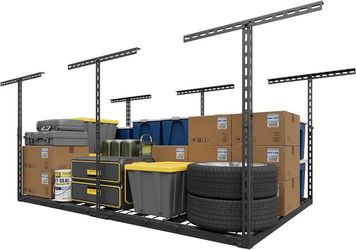 C68 $90  4X6FT Overhead Garage Storage Rack, 26"-40" Height Adjustable Garage Ceiling Storage Racks, Heavy Duty Metal Overhead Storage Organizer Syste