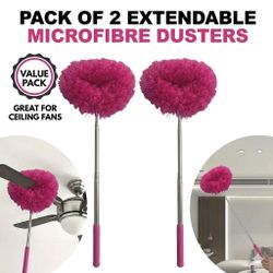 2-Pack Pink Extendable Microfibre Dusters