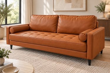 Cognac Brown Leather Sofa – $169.99 Before Tax