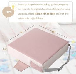 Pink/cream Booster Seat Cushion with Straps