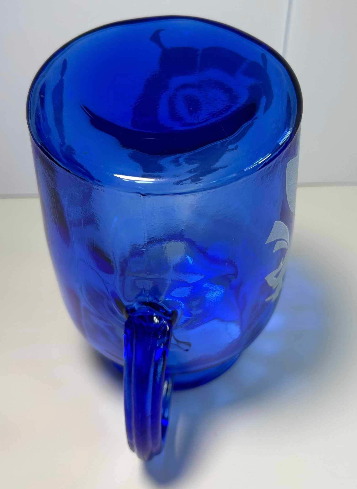 Hazel Altas Cobalt Blue Flamingo Dancers Pitcher Depression Glass