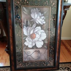 Beautiful Large Flowers Painting Print W Frame 23" X 35"