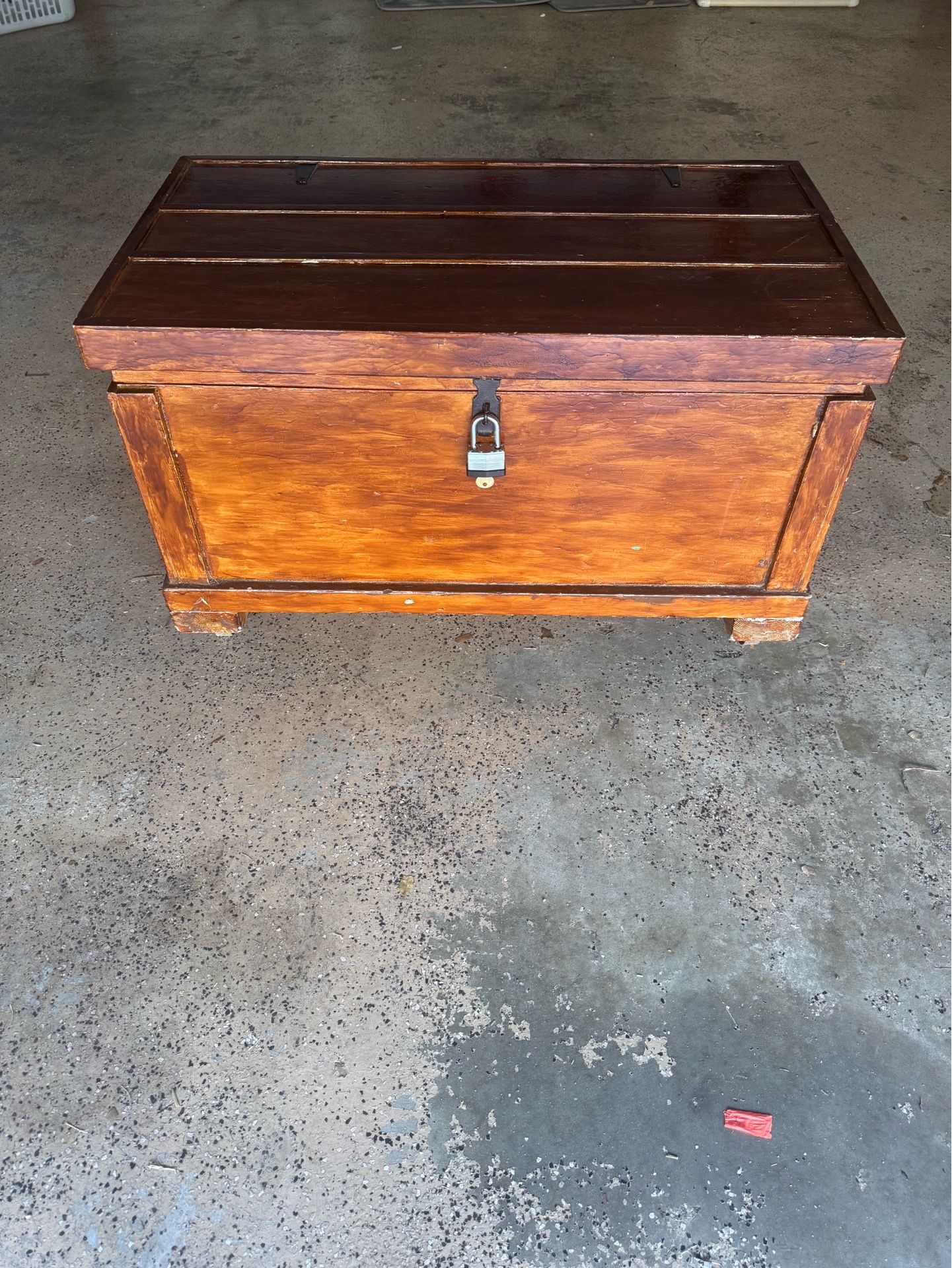 Antique Wooden Tool Chest - Coffee Table / Blanket Trunk with Wheels