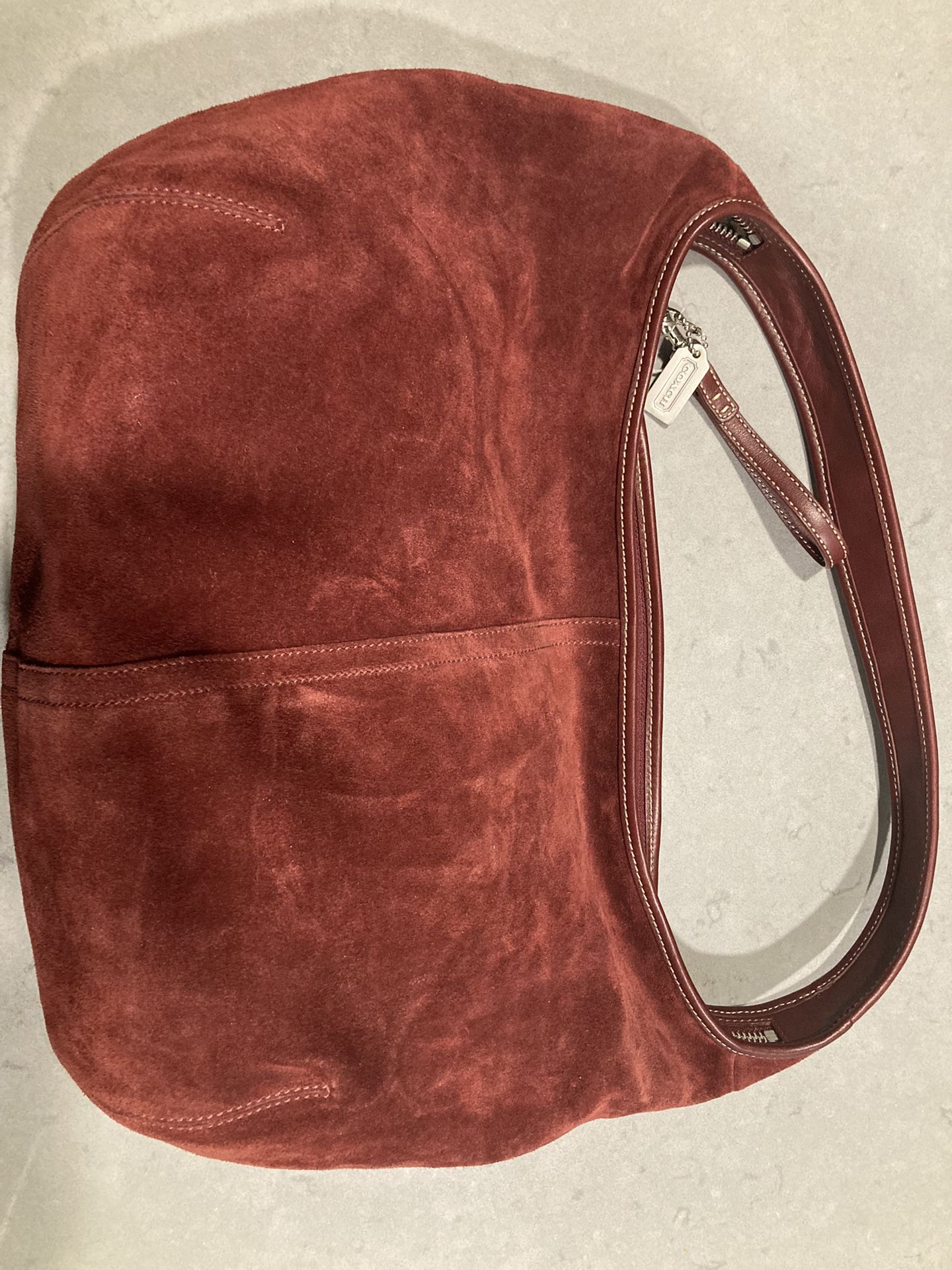 Maroon Suede Coach Hobo Bag