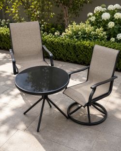 Newly Assembled 3 Pieces Outdoor Dining Chairs with High Back and coffee table
