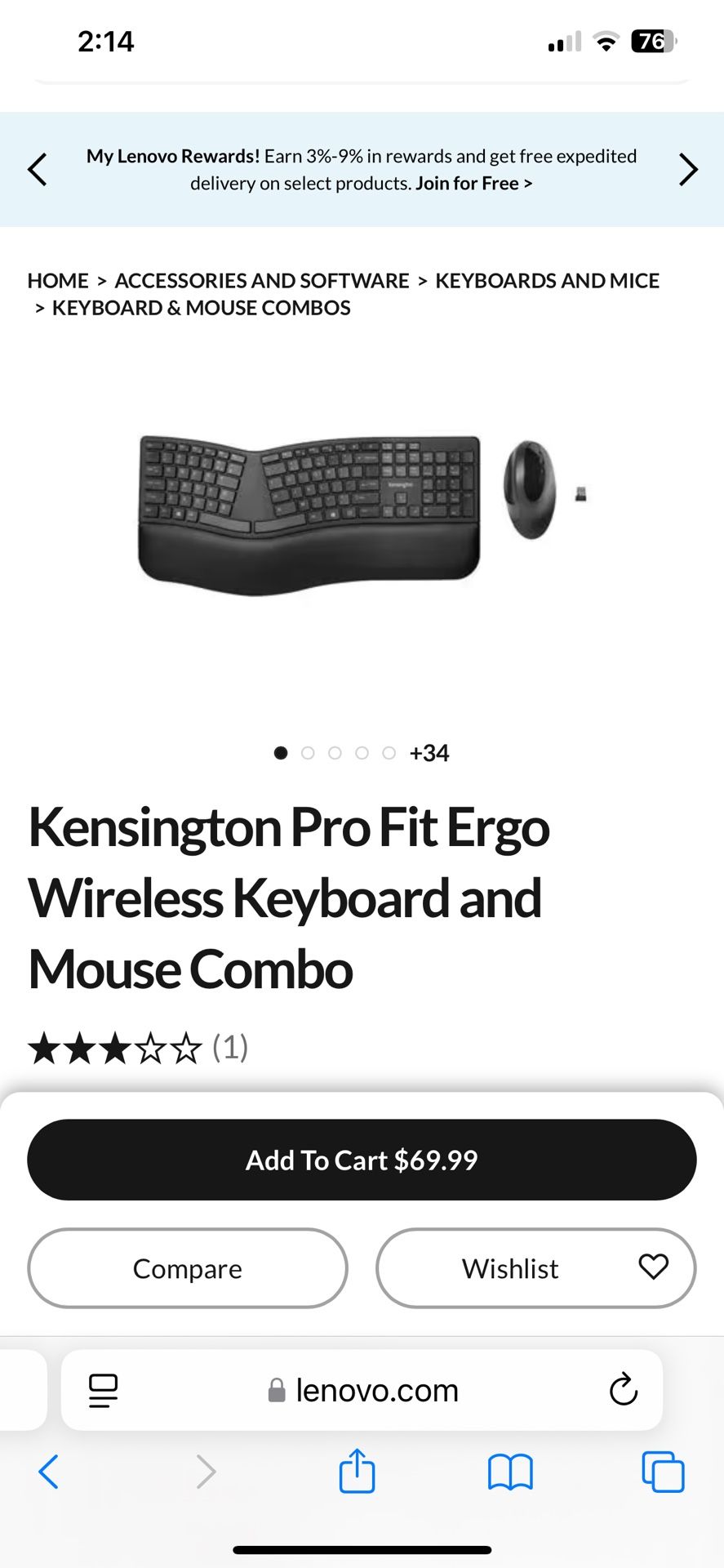 Wireless keyboard and mouse (pro Fit Ergo)