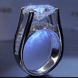 3.5Ct Oval Cut Lab Created Diamond TensionSet Solid 14k White gold plated Size 6 , 7 , 8 , 9 , 10